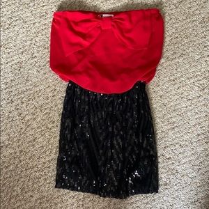 Red and black dress